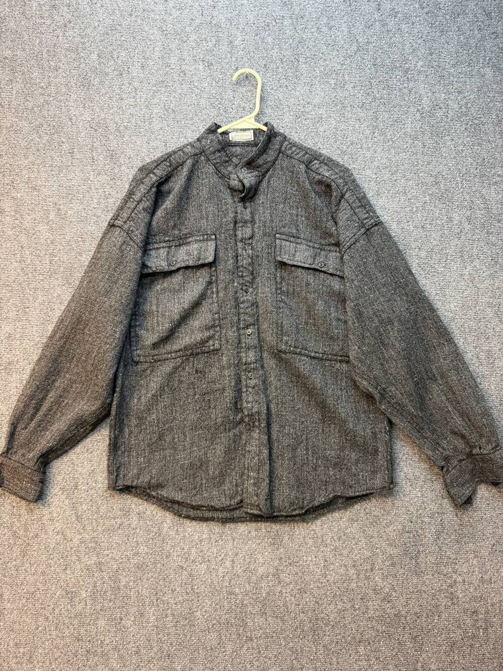 Vintage Gianni Versace Wool Shirt Gray Men Size M L Button Up Italy